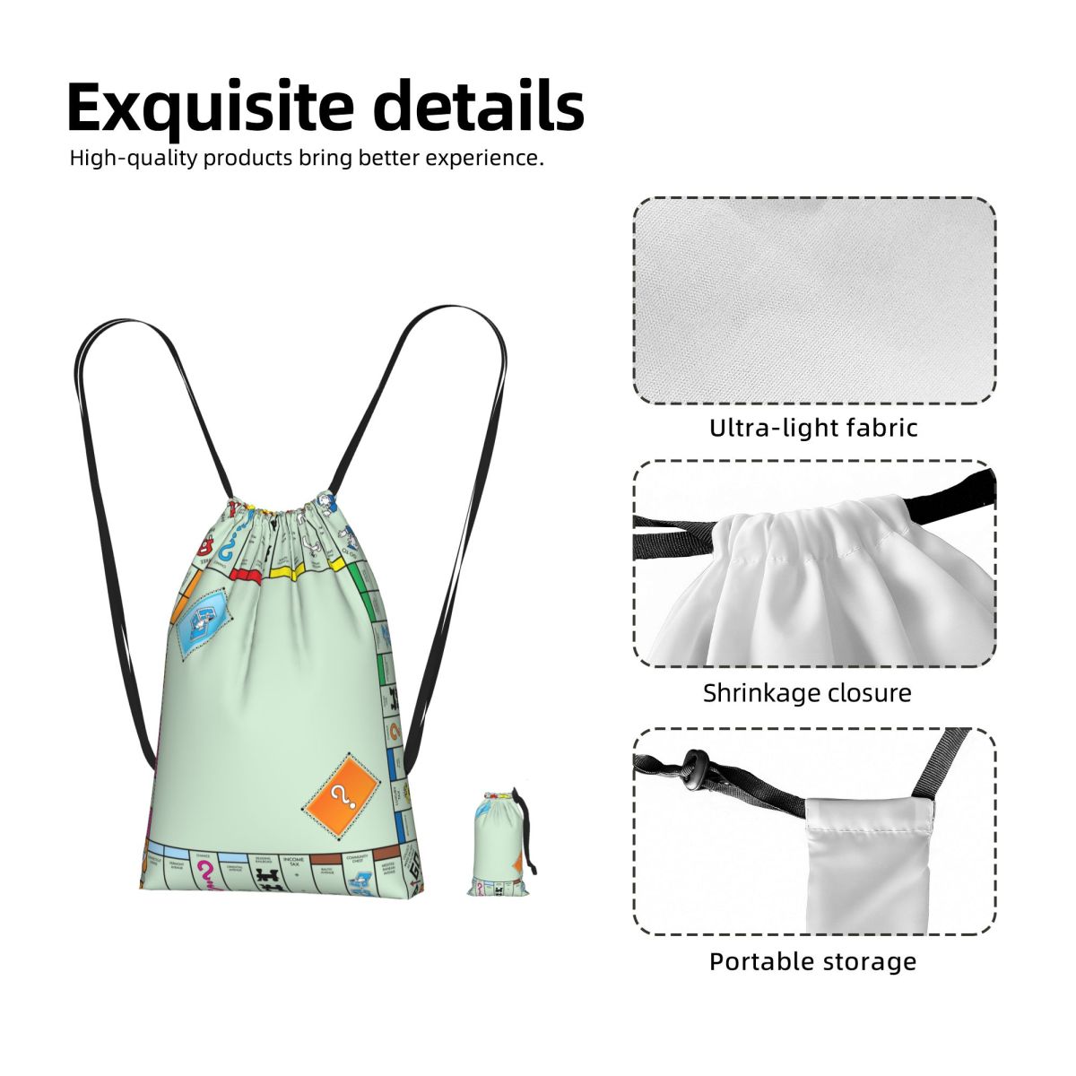 Board Game Monopoly - Board Game Board- Monopoly Drawstring Backpack