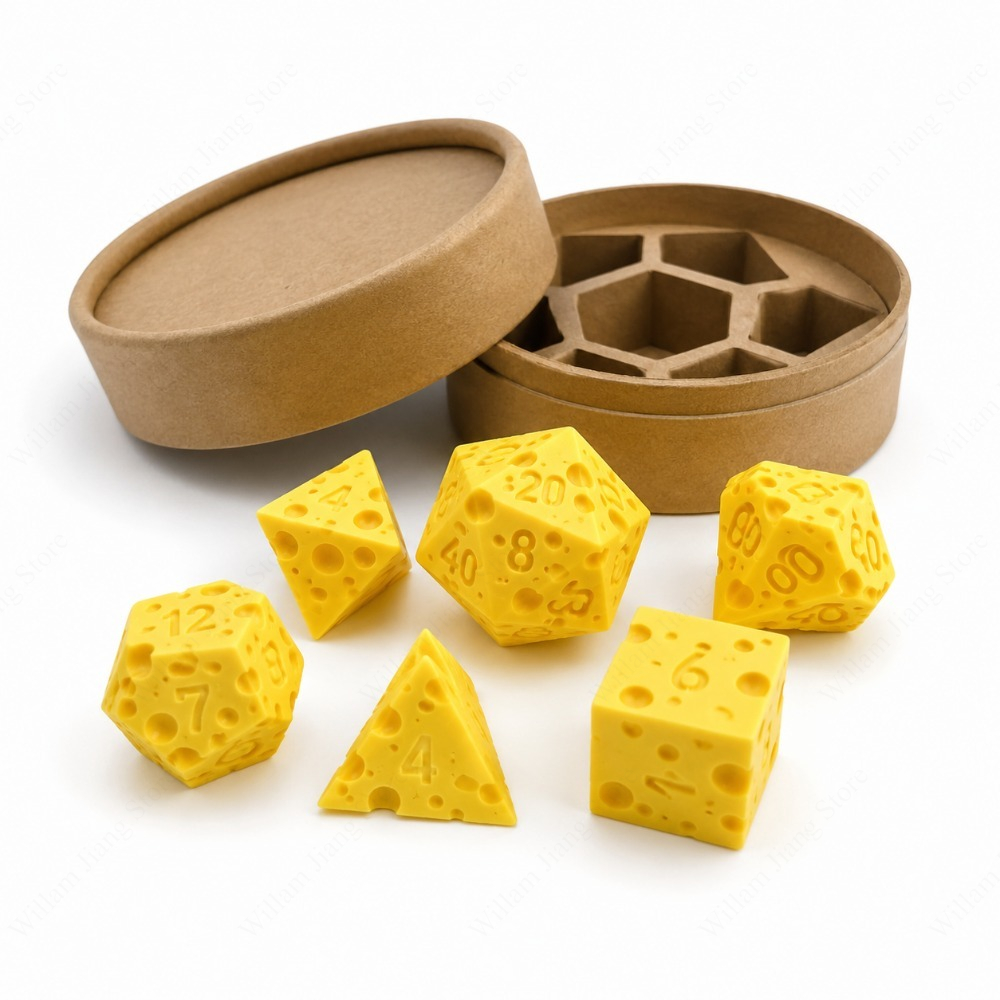 3D Printed Cheese Dice Set wit - огляд і ціна Board Game Festival