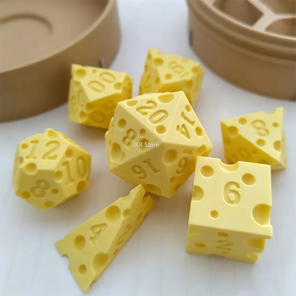 3D Printed Cheese Dice Set wit - огляд і ціна Board Game Festival
