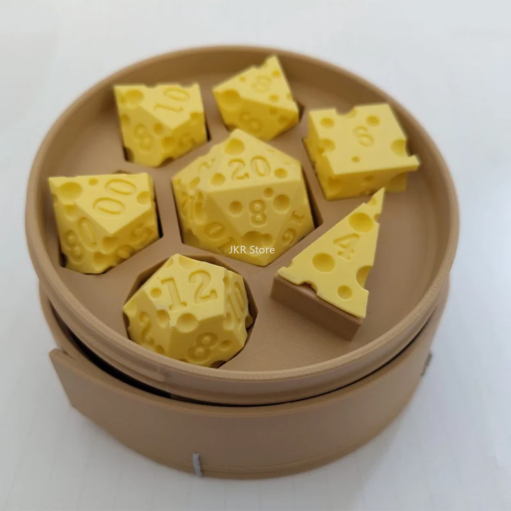 3D Printed Cheese Dice Set wit - огляд і ціна Board Game Festival