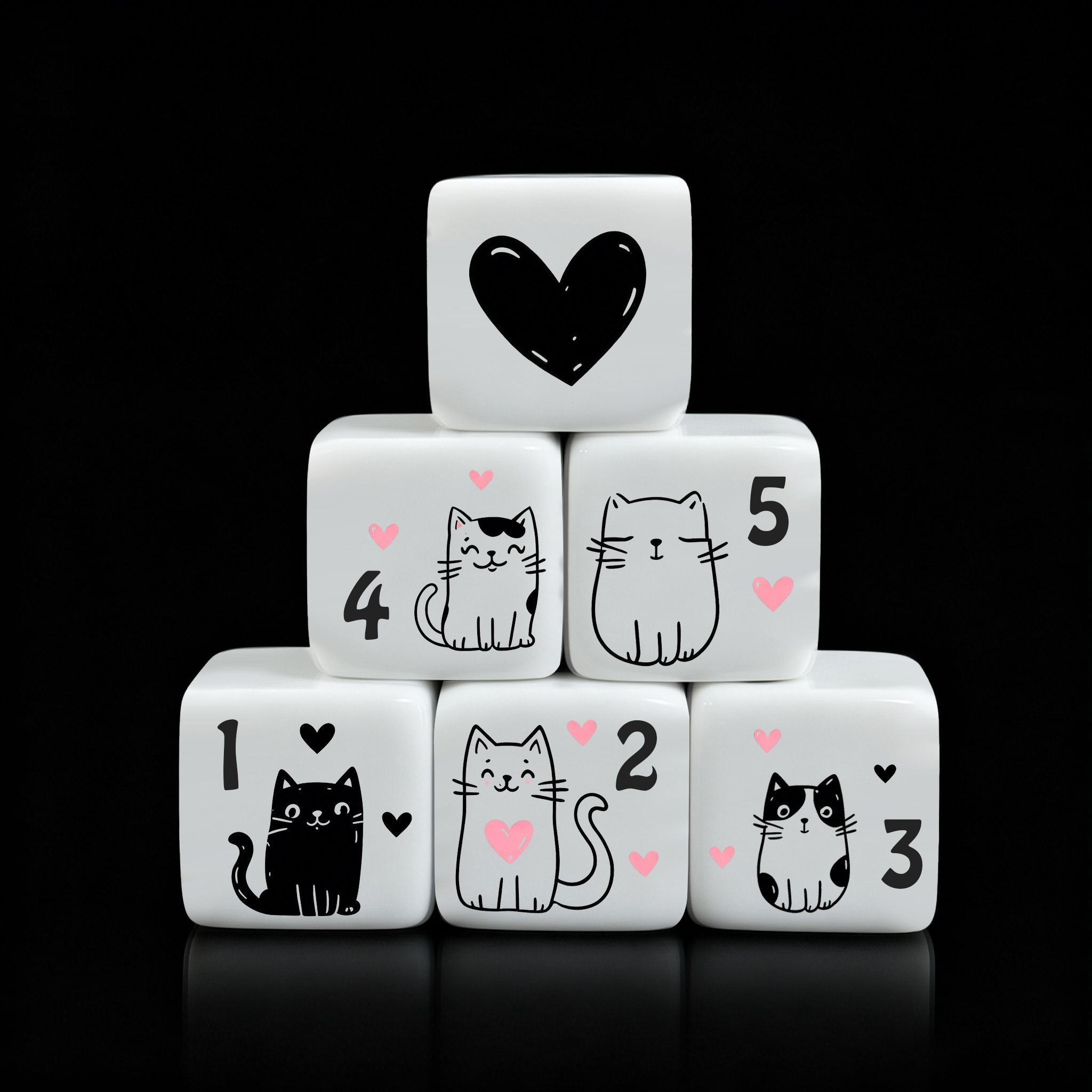 12Pcs/Set 16mm Cute Cat Dice,  - огляд і ціна Board Game Illustration