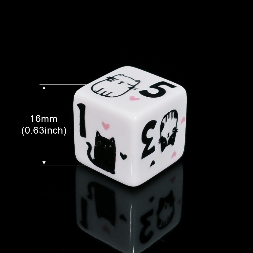 12Pcs/Set 16mm Cute Cat Dice,  - огляд і ціна Board Game Illustration