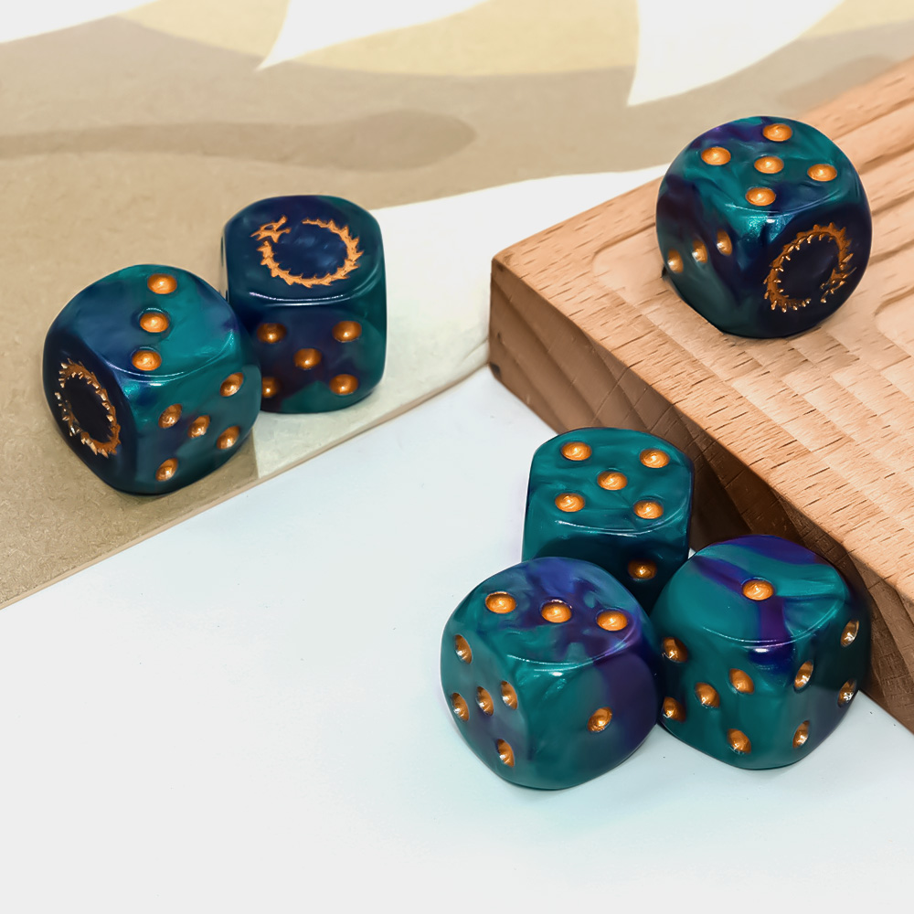 6Pcs Deep Sea Gold Flame D6 Di - огляд і ціна Board Game Zone
