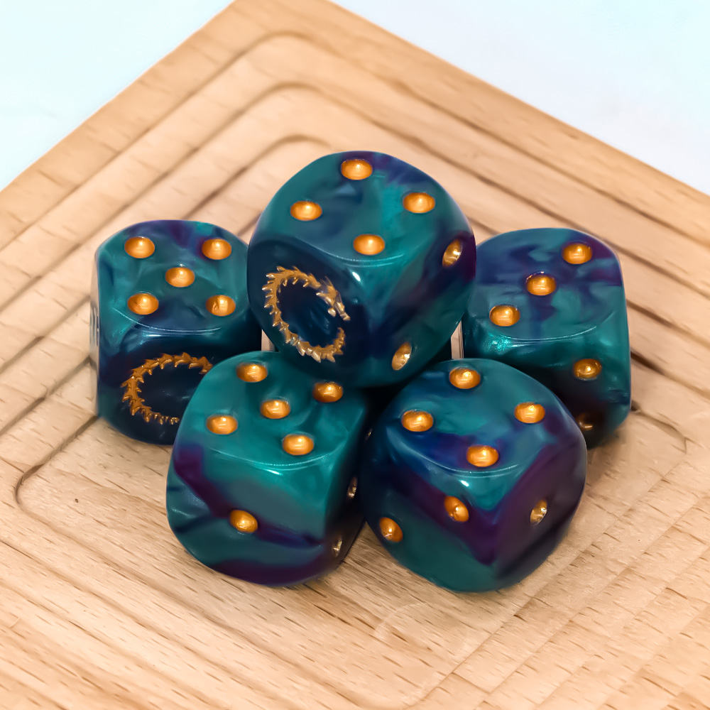 6Pcs Deep Sea Gold Flame D6 Di - огляд і ціна Board Game Zone